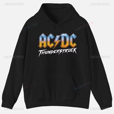 ACDC Printed Unisex Hoodie Plain Clothes Tops Women Long Sleeve Graphic Sweatshirt Quality Clothing Autumn Streetwear Custom Funny