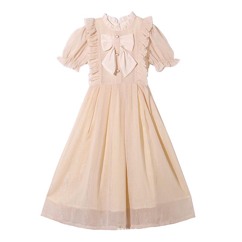 Girls' Korean Style Short Sleeve Chiffon Princess Dress