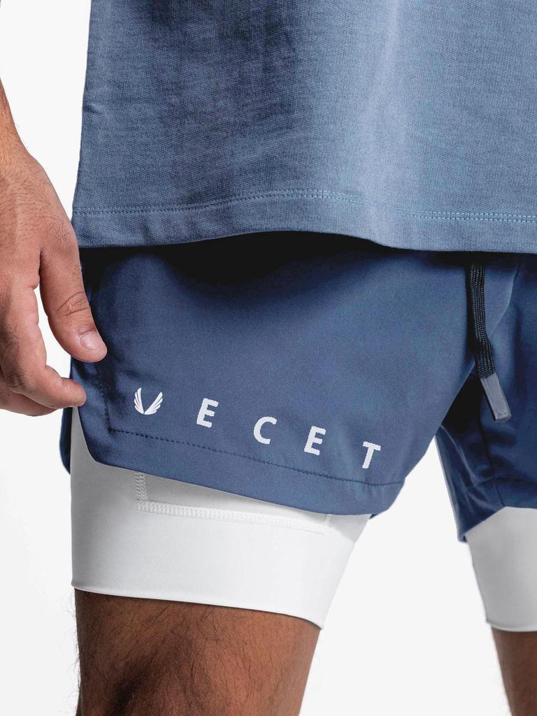 Wings Men's Quick-Dry Double-Layer Sports Shorts for Running, Marathon, Basketball, and Outdoor Fitness