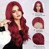 New Wig European American Women Front Lace Synthetic Headband Small Wine Red Medium Split Long Curly Hair