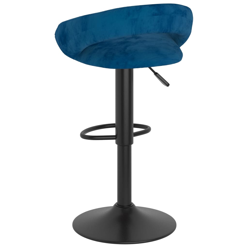 Bar Stool Set of 2 Blue Velvet