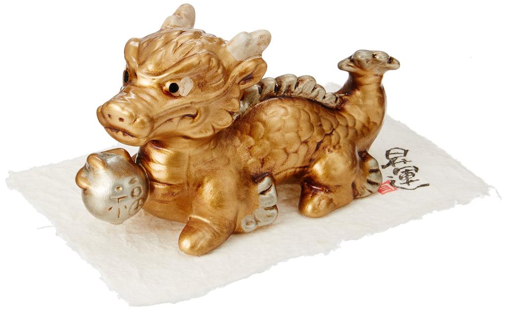 Lucky Dragon 6cm x x Golden Seto Ware Ale-net Figurine, 13.5cm 8.5cm, Dragon,