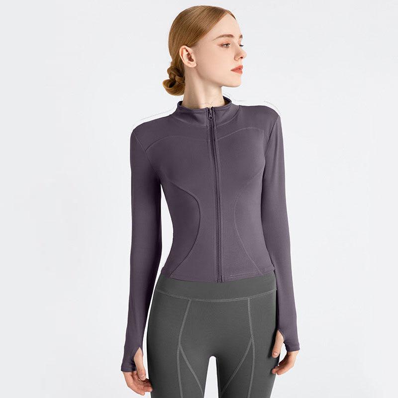 Women‘s Tights Sports Clothes Tracksuits Work Out Fitness Jacket Zipper Long Sleeve Coat Running GYM Yoga Tops