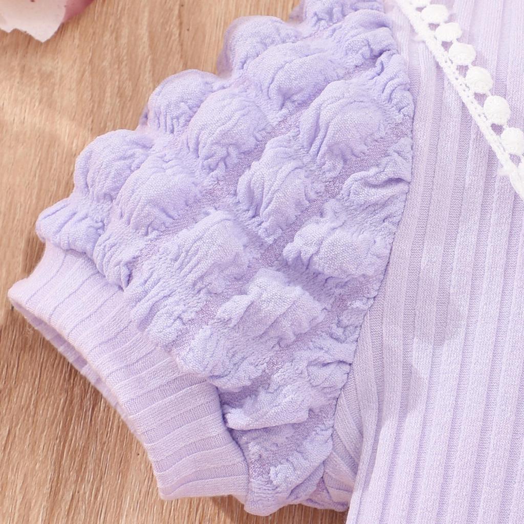Kids' Lightweight Bubble Dress: Short Sleeve, Round Neck, Solid Color with Bubble Pockets