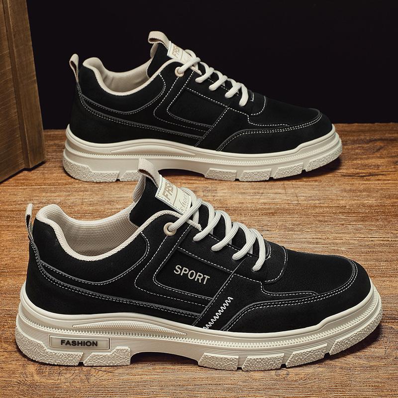 Men's Shoes Autumn Breathable New Versatile Casual Board Shoes Men's Thick-soled Low-top Tooling Leather Martin Boots Men