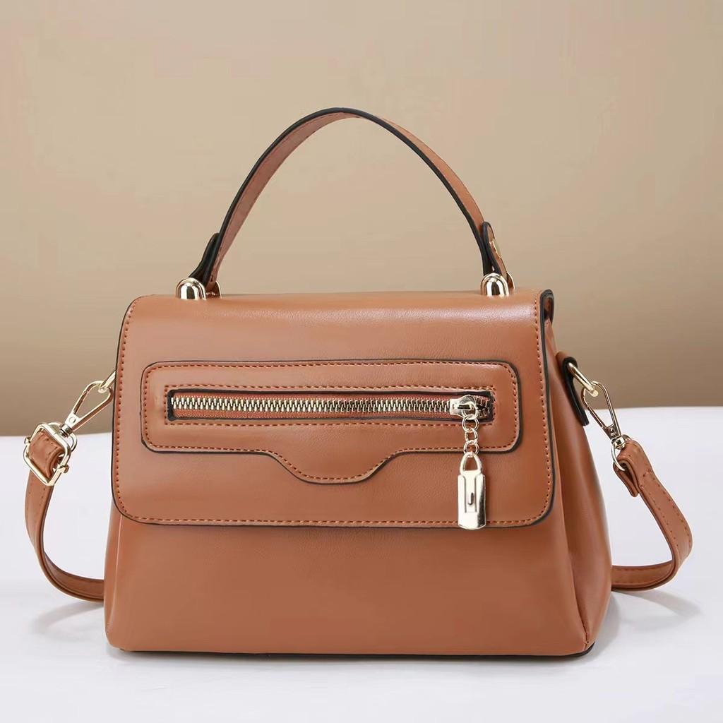 Trendy Modern Patchwork Zipper Handbag Spacious Pu Sling Bag For Women In Various Colors
