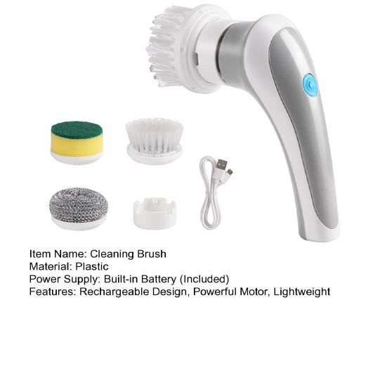 Electric Rotary Cleaning Brush Rechargeable Design Powerful Motor Cleaning Brush with 3 Brush Heads Cordless Stain Removal Brush