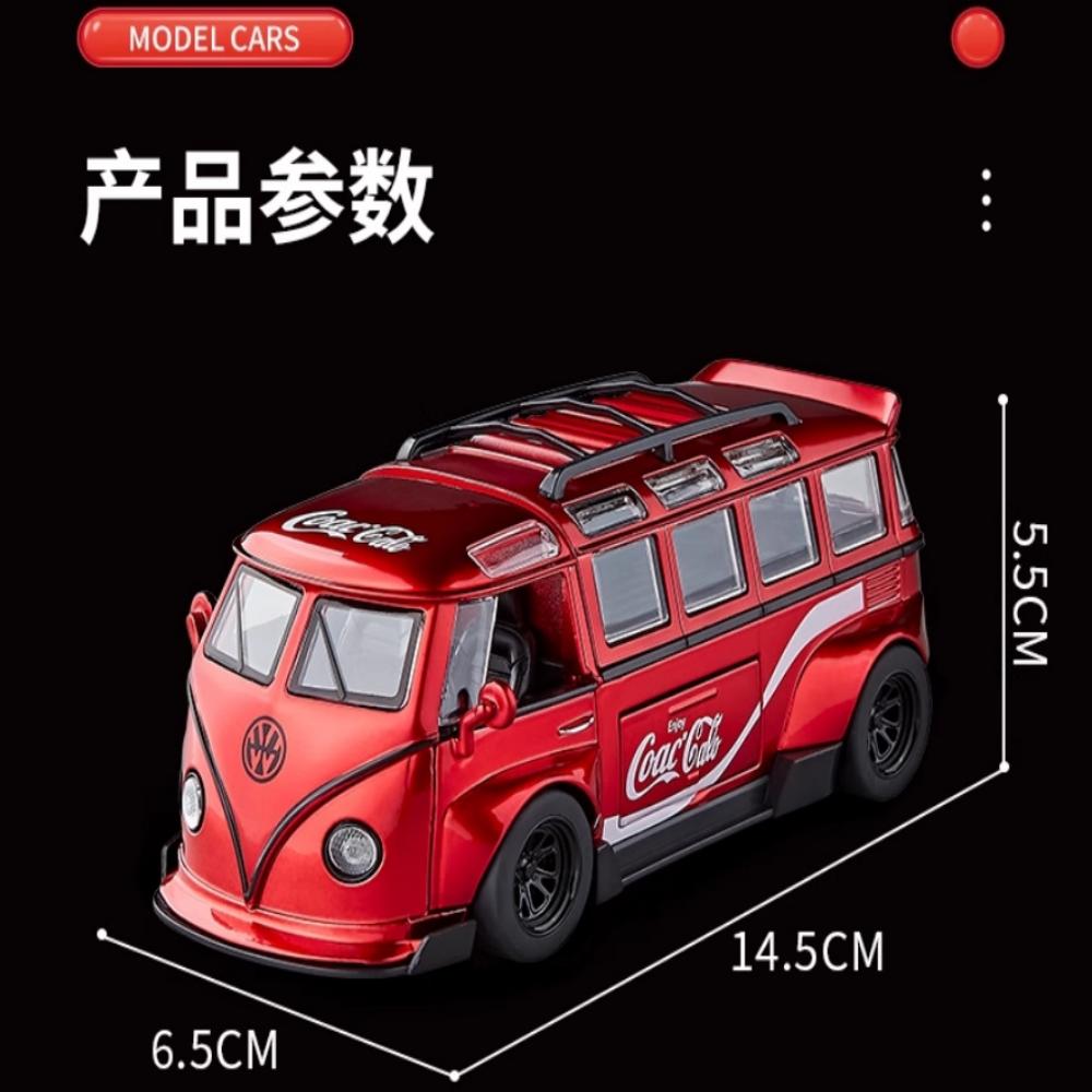 

1:24 32 Volkswagen T1 Bus Gulf Oil Martini Low Ride Wide Modified Alloy Metal Diecast Model Car Sound & Light Hobby Gifts Boy