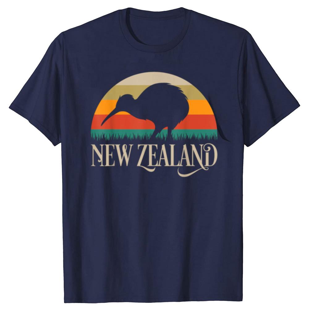 Funny New Zealand Kiwi Vintage Bird Graphic T-shirts 's Fashion Casual Tshirt 100% Cotton Loose Oversized T Shirt