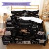 Music Lover Girl Vinyl Record Print 3 Pieces Duvet Cover Set Music Theme Bedding Set Bedroom Home Decor Without Pillow Core Comforter