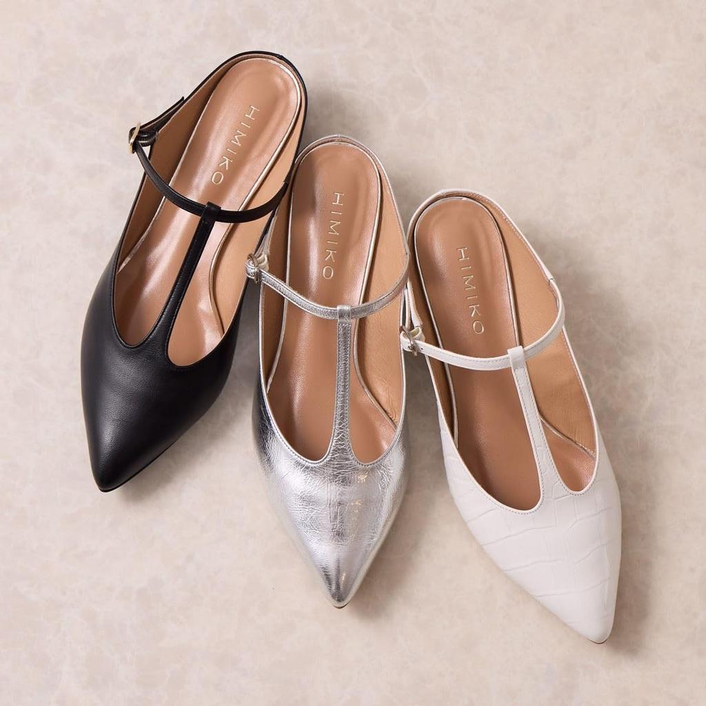 HIMIKO/Himiko/Spitze Zehen T-Riemen Pantoletten/651507 Off White 230