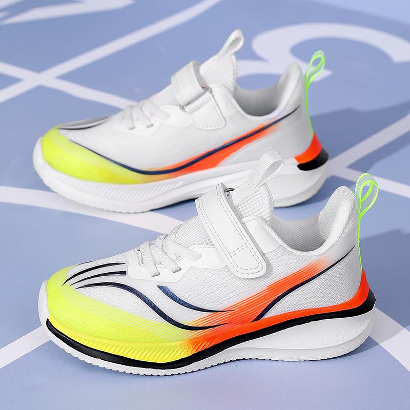 Children's lightweight running shoes fashion casual new middle-aged children's mesh rotating button red rabbit casual boy