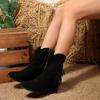 Women's Fringe Ankle Boots - Plus Size, Side Zipper, European/American Style, Autumn/Winter 2025 Fashion