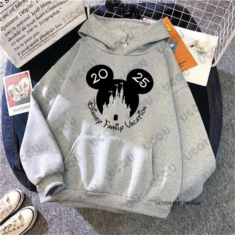 MINISO Disney Family Vacation Print Women Hoodies Trend Disneyland Travel 2025 Autumn Pullover Casual Sweatshirt Couples Tops