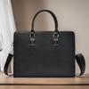 Men's Genuine Leather Briefcase with Litchi Grain, Cowhide Handheld Laptop Business Bag for Daily Commute