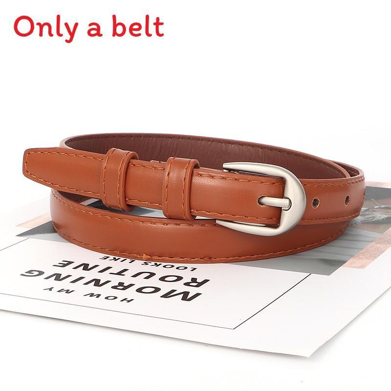 Trendy Simple Retro Silver Buckle Women Slim Waist Belt Casual And Versatile