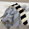 Striped sweater jacket for women, spring/autumn new trendy versatile long-sleeve top, petite short outer knit cardigan