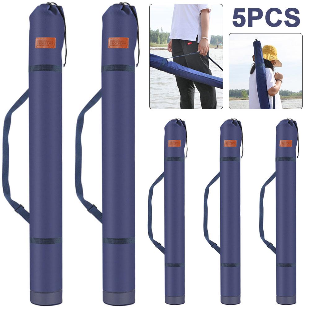 

C# 5Pcs Multifunctional Fishing Rod Bag Portable Fishing Tackle Bag (1.4m Dark B