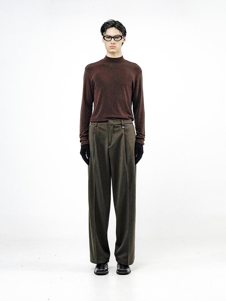 Chaenseseunoi Raised One Tuck Wool Slacks - Brown /M244Pt01Br