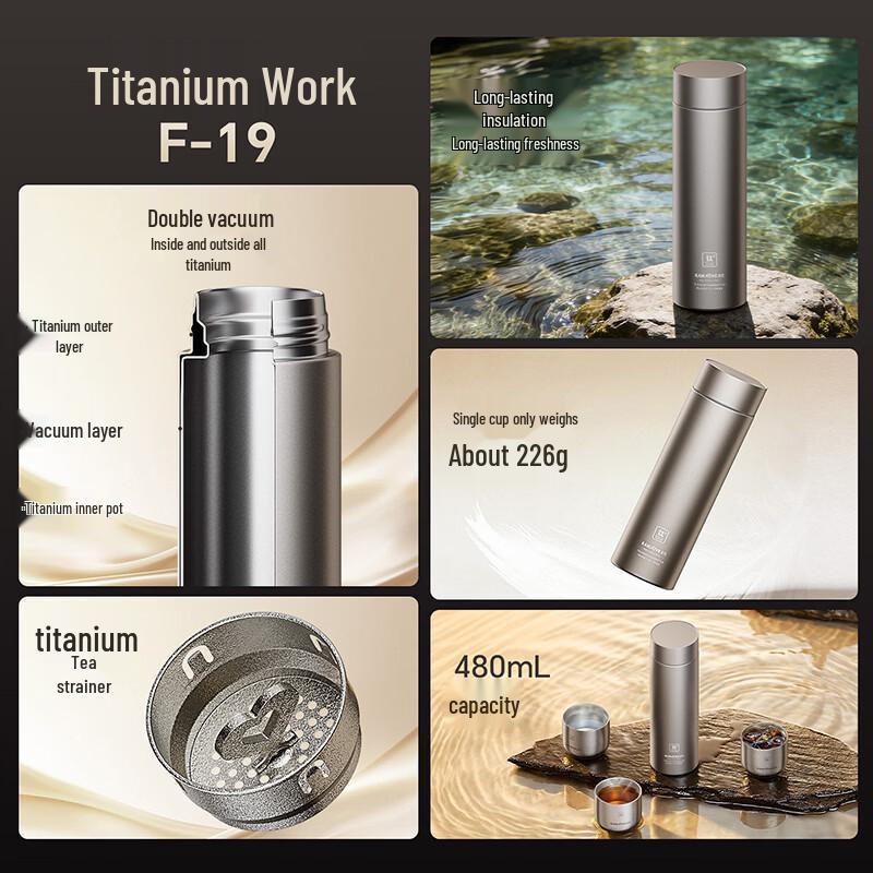 KAMJOVE Pure Titanium Insulated Water Bottle