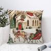 Christmas Red Candle Pillow Case Plush Fabric Soft Double Sided Print Sofa Cushion Cover Throw Pillow Covers