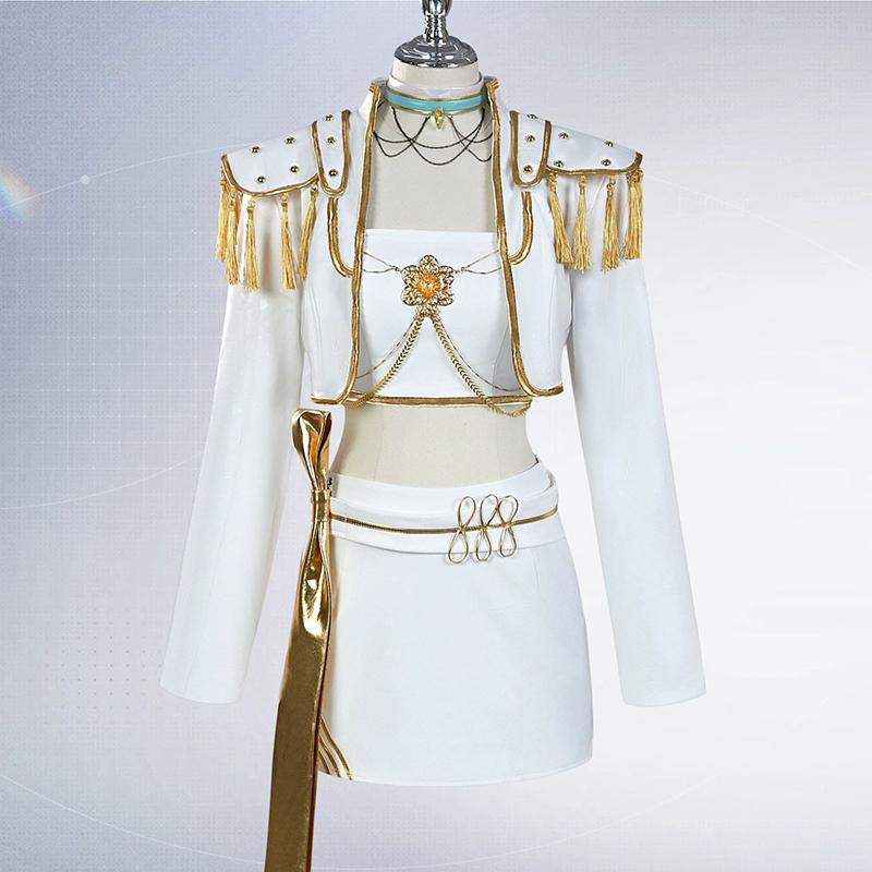 Rumi Mira Zoey White Singing Suit Women Girls Halloween Party Role Playing Outfit Cosplay Costume Wig For Adult Children