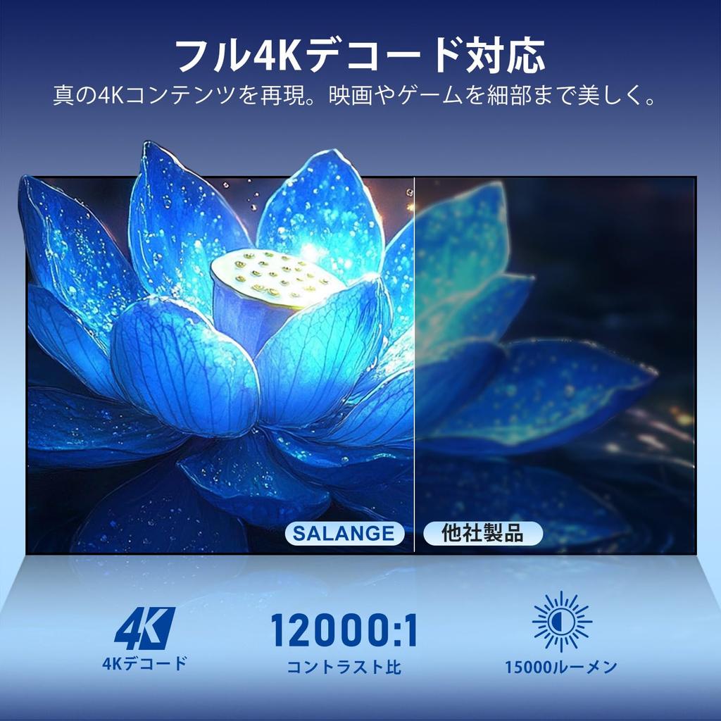 SALANGE 2025 Latest Home Projector Bluetooth Compact and HD Image Quality 1080P 4K High Automatic Keystone HiFi Compatible with and Game Home Use