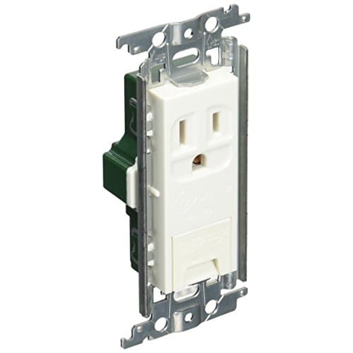 Panasonic Grounding Outlet with Embedded Earth Terminal with Metal Frame, White WTF11313WK