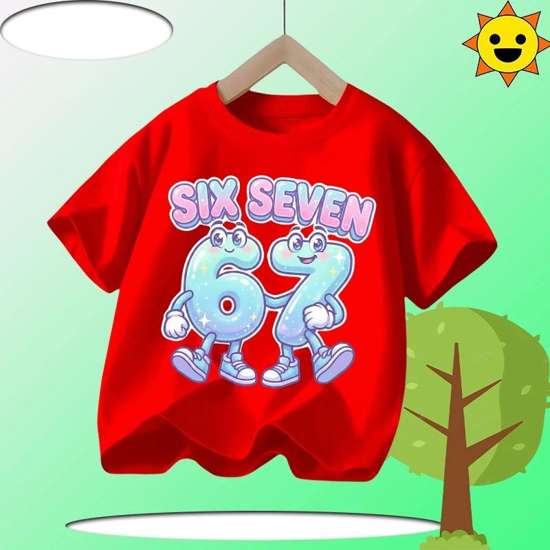 Summer 67 Six Seven Cool Funny Printed T-shirt Kids T-Shirts Fashion Oys Girls Cotton Tee Italian 67 Casual Children Clothes Top