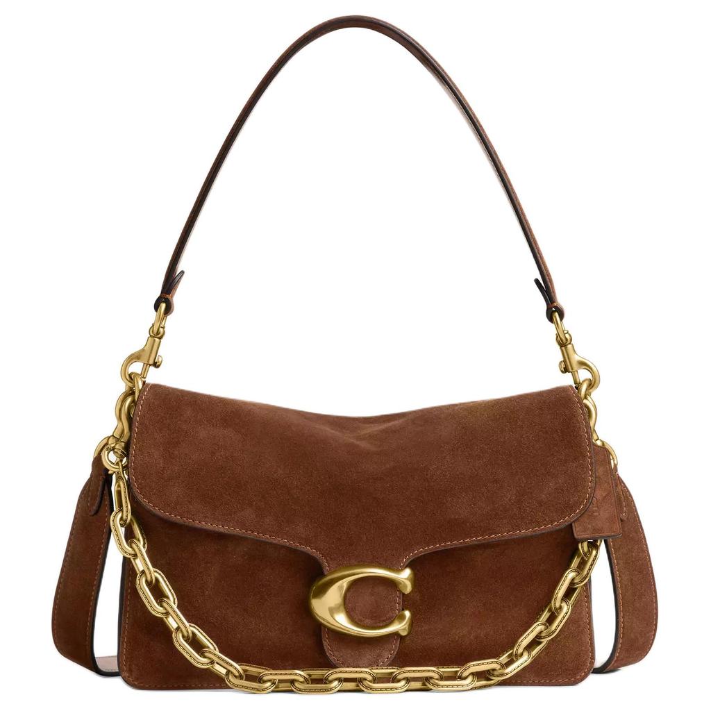 Coach Tabby a Catena 26 Decorazione a Catena con Logo Pelle Scamosciata Borsa a Tracolla Media da Donna Ottone Marrone Caldo CCK51-B4WBR