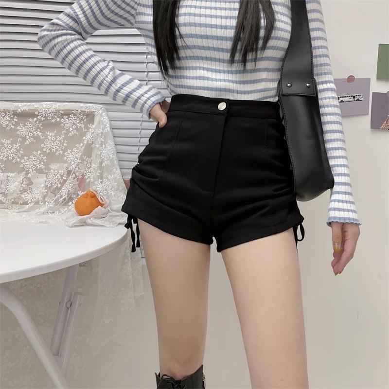 

Women s Plus Size Pear Shape High Waist Wide Leg Shorts with Side Tie M чорний