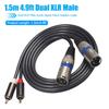 Dual RCA to Dual XLR 3Pin Male Audio Adapter Cable Metal Gold-plated Audio Cable