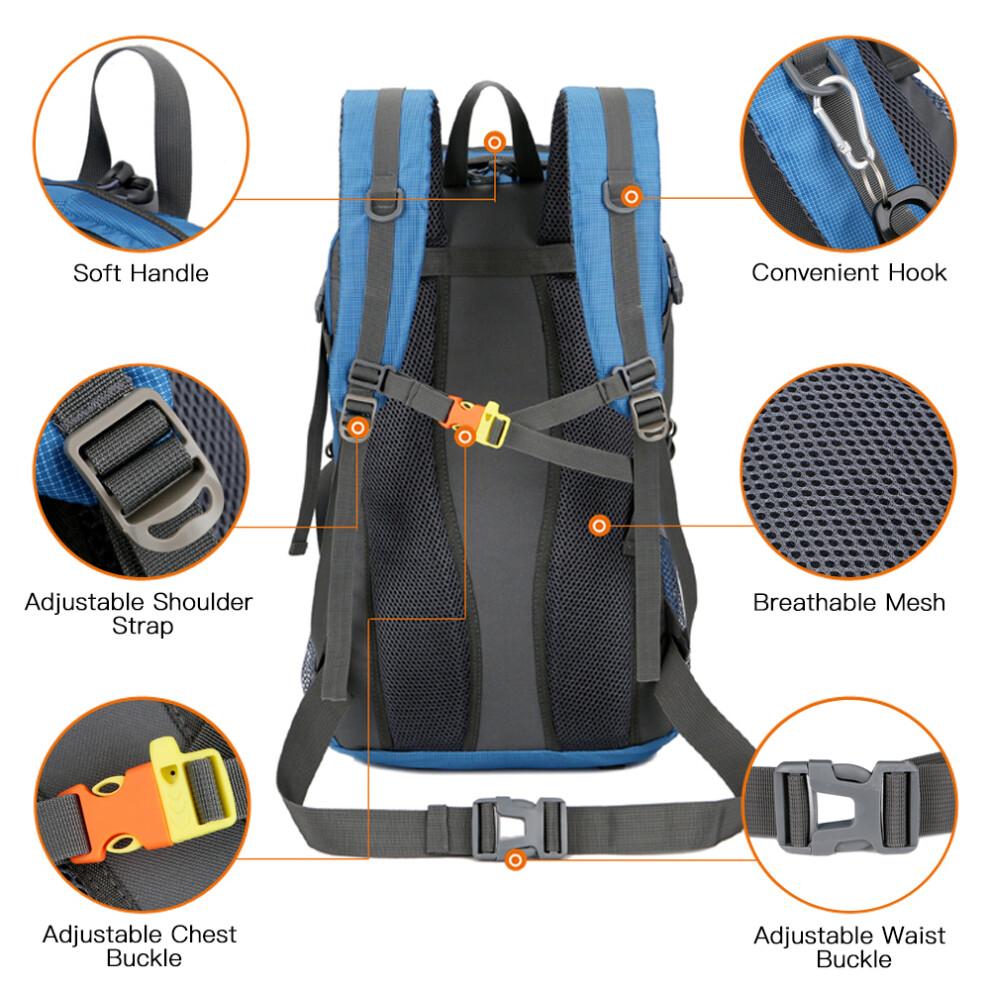 45L Waterproof Camping Hiking Backpack, 30x18x50cm, Multiple Colors
