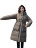 Loose waist and thin down cotton-padded clothes for women's medium and long niche thickened hooded cotton-padded jacket winter coat