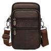 Echt Leer Crossbody Telefoon Tas voor Mannen, Kleine Schoudertas met Dubbele Rits en Meerdere Ritsvakken voor Dagelijks Gebruik