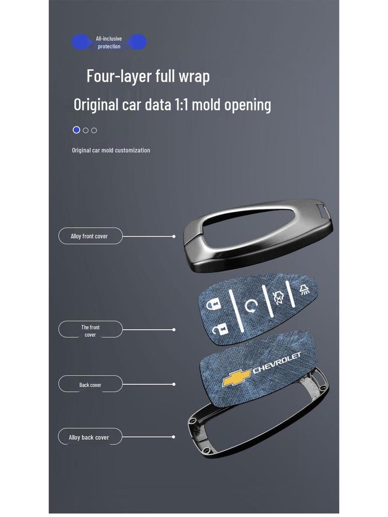 Chevrolet Key Case for Equinox, Malibu XL, Trax, Trailblazer, Orlando, Monza - Car Shell Cover