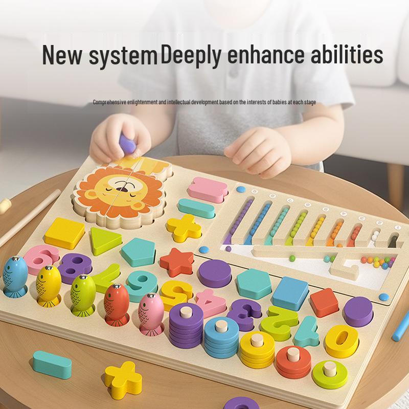 Montessori Wooden Puzzle Board for Toddlers Aged 1-3: Early Education Building Blocks Toy