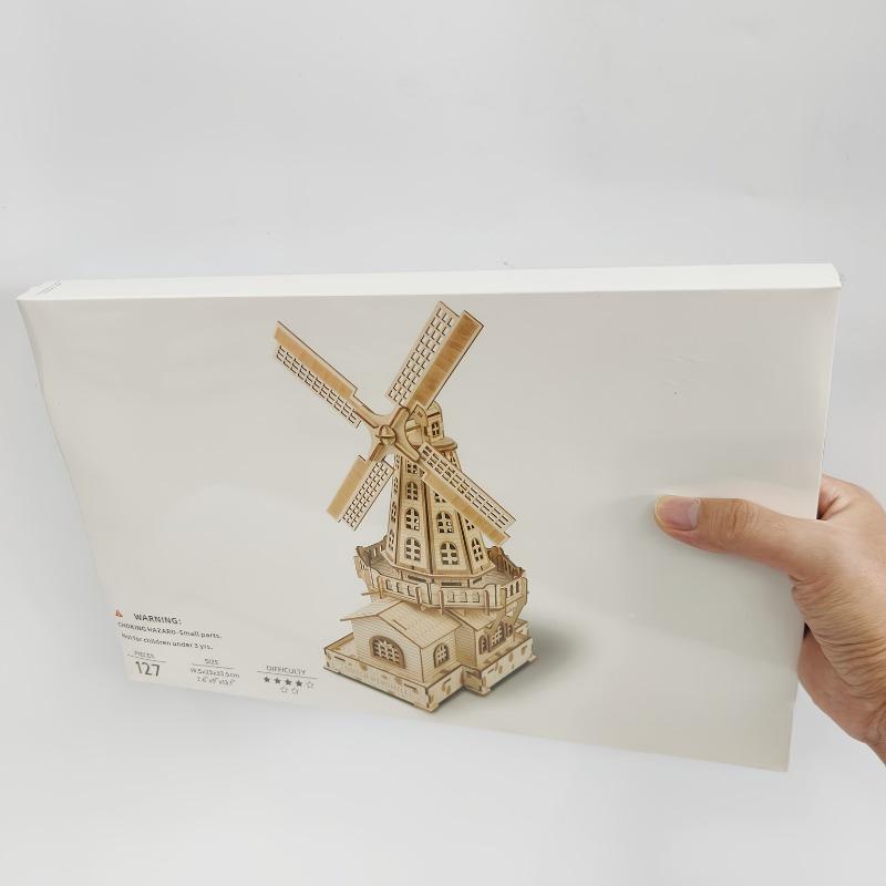3D Model Kit Wooden Windmill Model Parts DIY Assembly & Decorative Piece - Ideal Creative Present