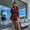 Summe Elegant Women's Casual Fashion Solid Color Lace Multi-button Set Long Sleeve Top Shorts