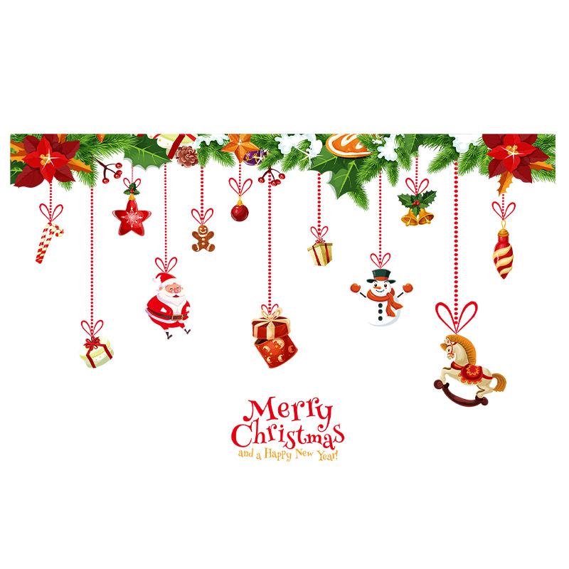 Santa Claus Decorations, Snowman Scene Arrangement, Electrostatic Glass Door, Window Flower Stickers