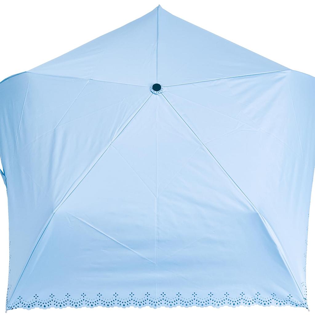 Rose Sangyo 50cm Mini Folding 63500321 Lightweight, Color-Coated Umbrella, Heat-Cut, Sax,