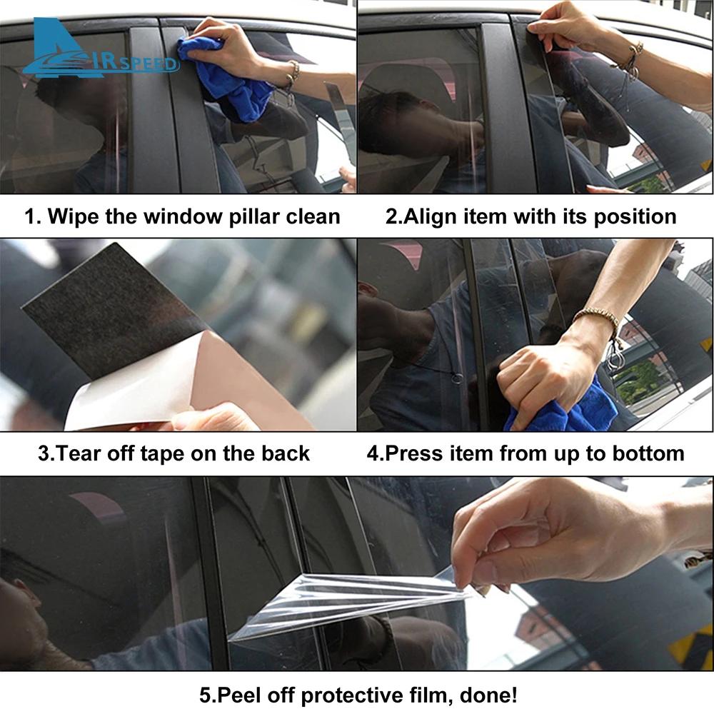 For 2004 2005 2006 2007 2008 2009 2010 Mercedes-Benz CLS C219 Glossy Black B Pillars Sticker Carbon Fiber Style