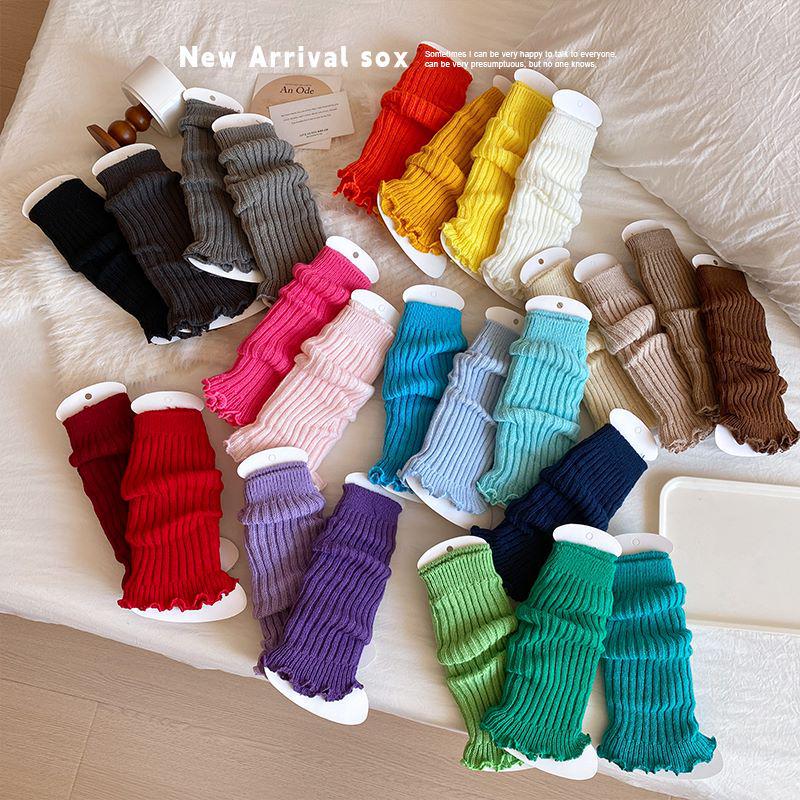 Girls' Dopamine Puffy Knit Leg Warmers for Skirts - Spring to Winter Style