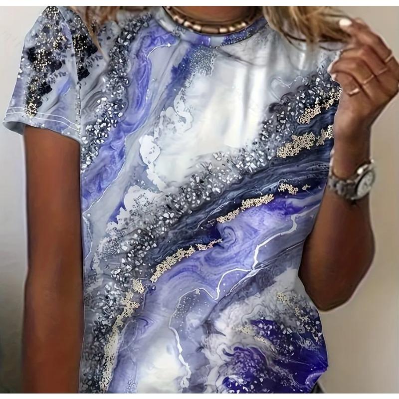 Летняя мода 3D-печать Женская одежда Дышащая Повседневная Универсальная XS