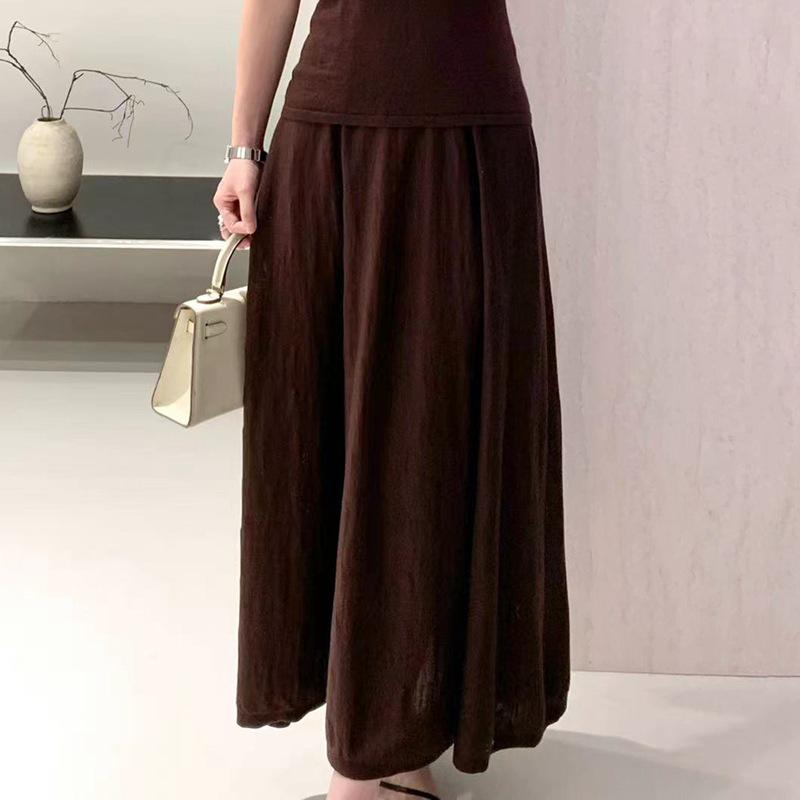 Le Kasha Fine Wool Women's Long Dress - Machine Washable, Autumn/Winter High-End Umbrella Skirt