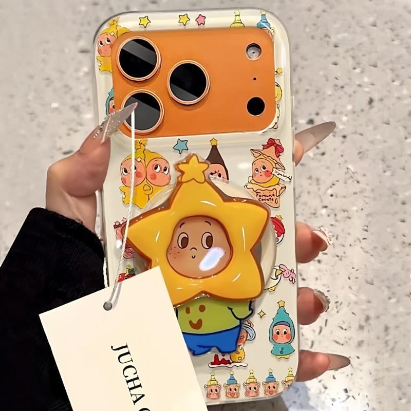 Cartoon Star Bubble Candle Design Phone Case IPhone 14 15 16 17 Series With Magnetic Kickstand Dual-Layer Shockproof Silicone