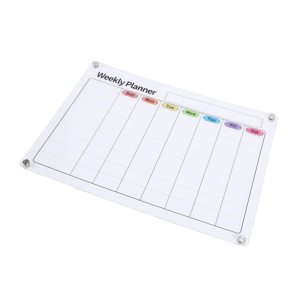 Acrylic Weekly Planner Transparent Colorful Magnetic Weekly Planning Board Memo Board for Home