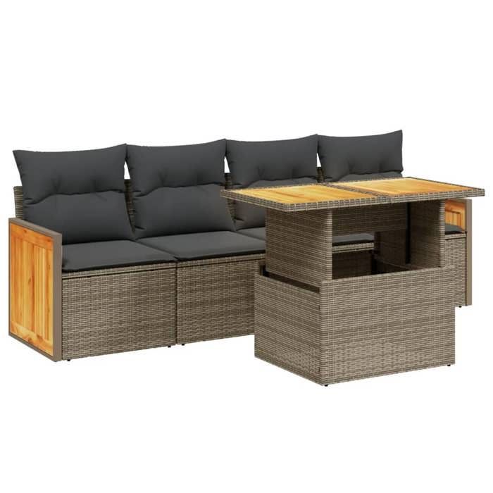 VidaXL Garden Lounge Set with Cushions 5 Pcs, Patio Sofas, Patio Furniture Set, Outdoor Furniture, Grey 3273839