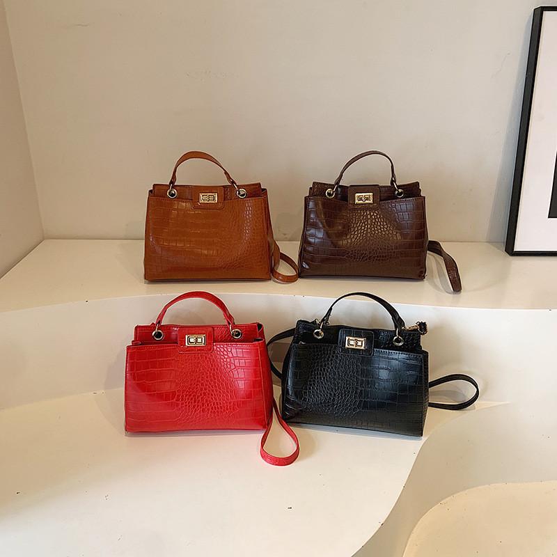 Stylish High-quality Crocodile Pattern Handheld Small Square Bag For Women With Large Capacity