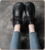 Übergrößen Damen Echtleder Fleecegefütterte Stiefeletten mit Weicher Dicksohle